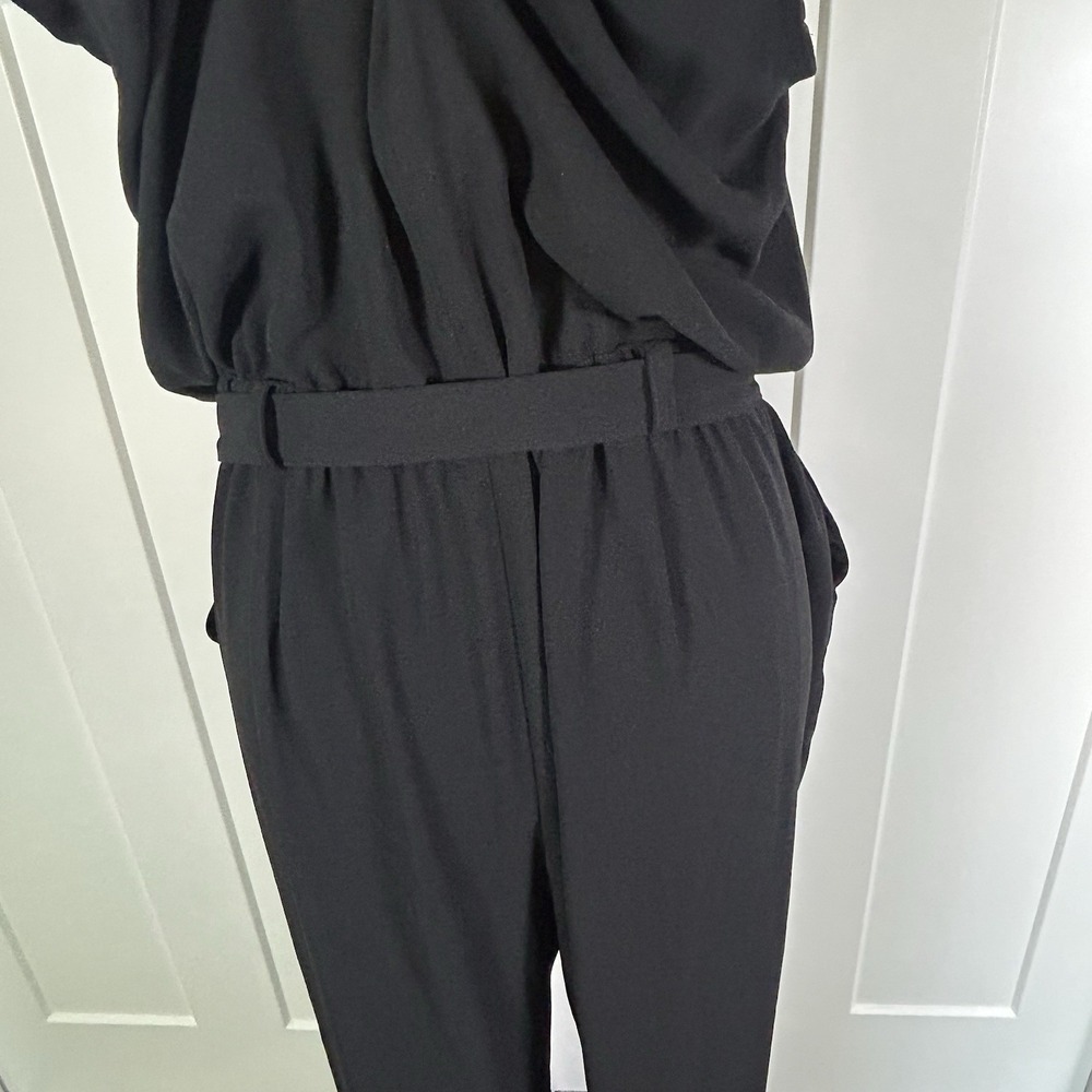 LOFT Black Sleeveless Jumpsuit Women's 12 Tie Waist Pockets - Picture 7 of 12